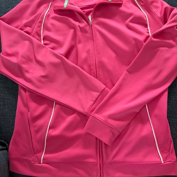 Pebble Beach Full Zip Athletic Jacket Pink White