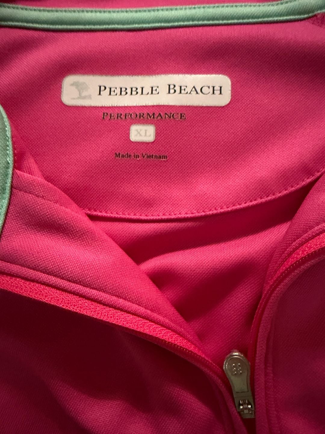 Pebble Beach Full Zip Athletic Jacket Pink White 3