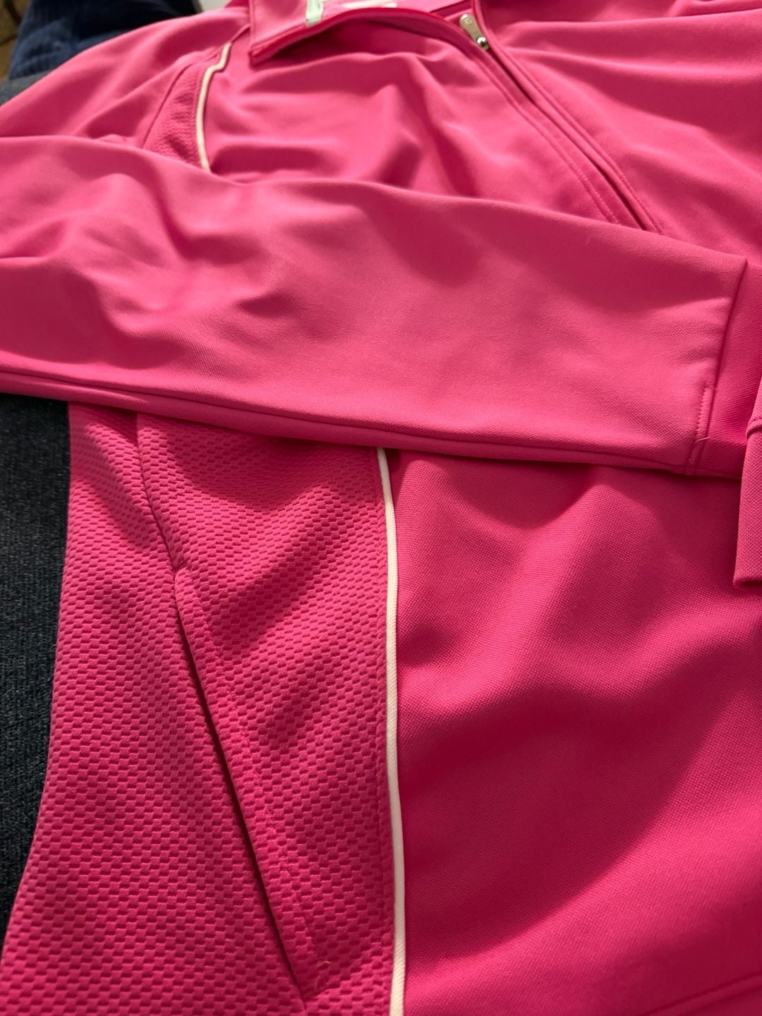 Pebble Beach Full Zip Athletic Jacket Pink White 4