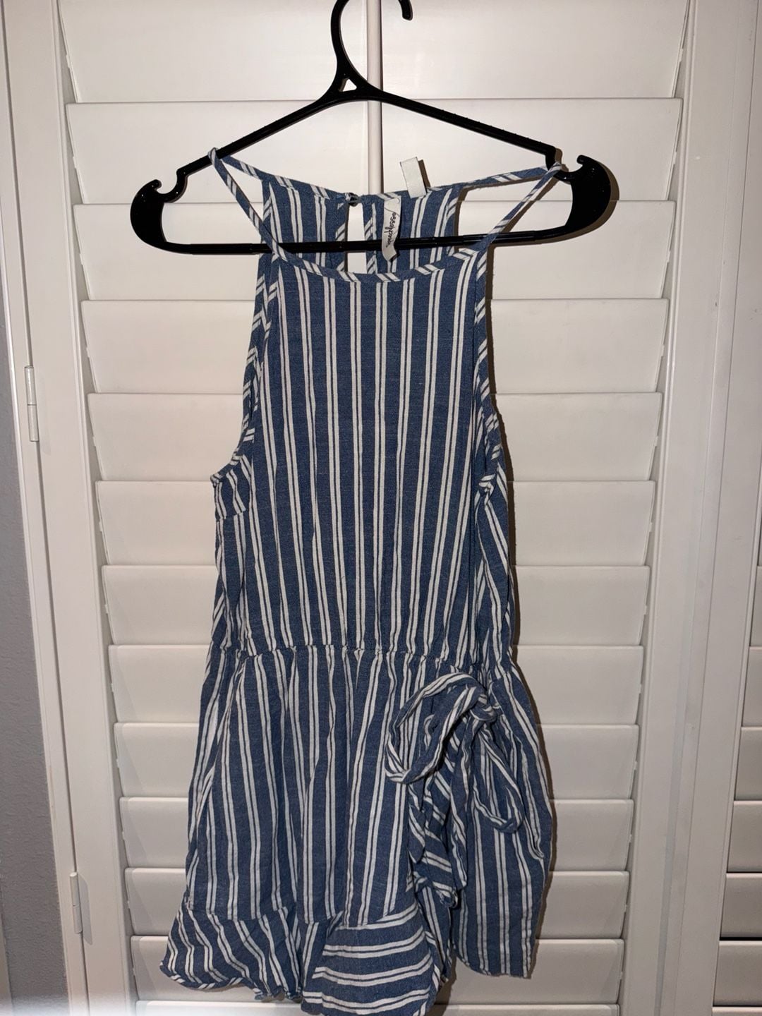 Speechless Striped Romper Size L Blue White Halter Tie Waist 3