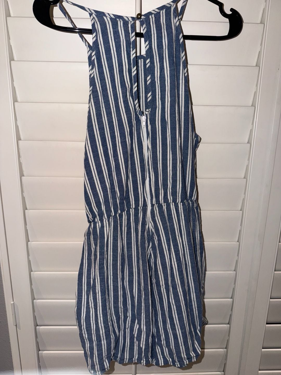 Speechless Striped Romper Size L Blue White Halter Tie Waist 4