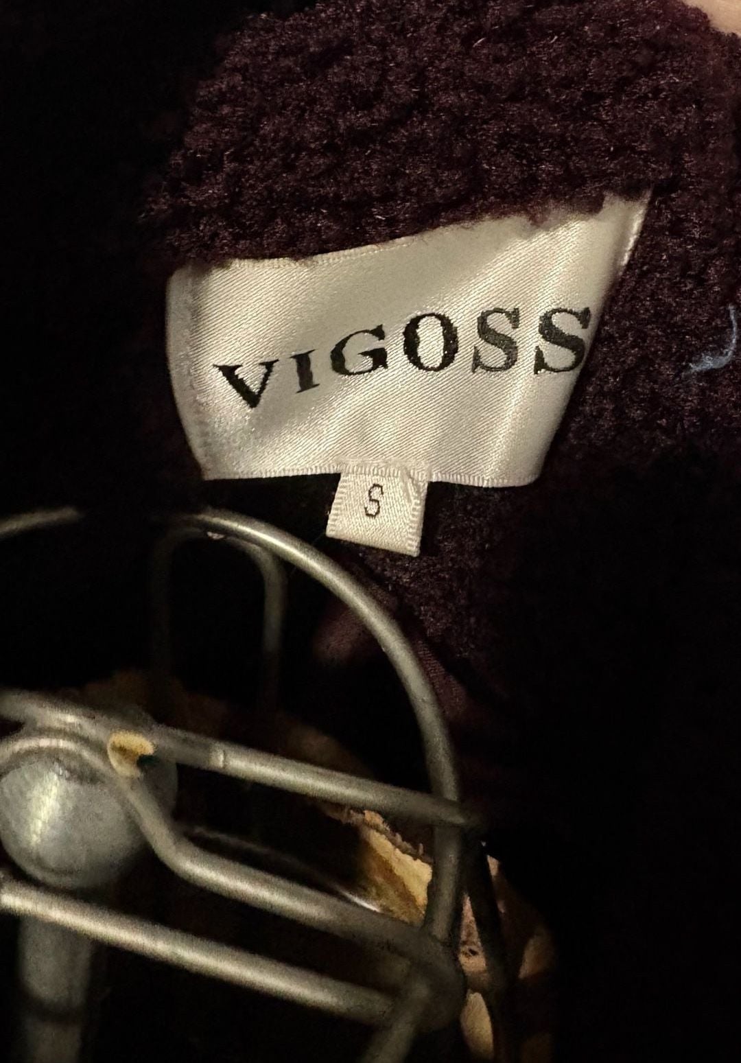 Vigoss Faux Fur Teddy Moto Jacket Size S Burgundy 3