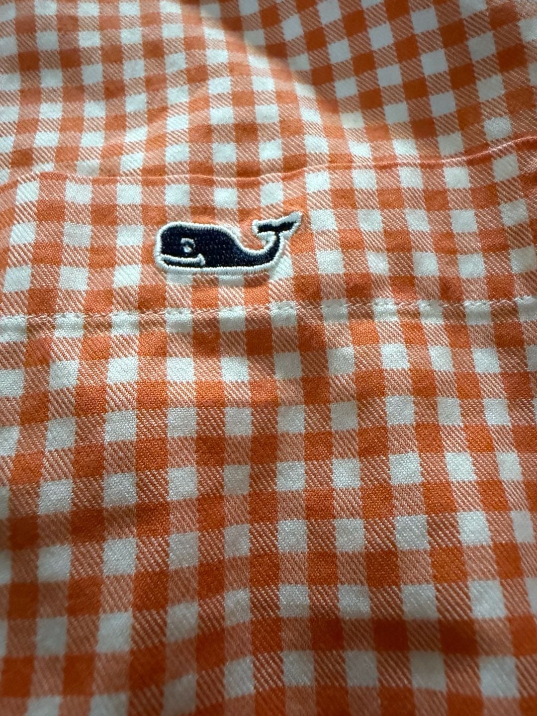 Vineyard Vines Slim Fit Tucker Shirt Size L Orange White Gingham Check 4
