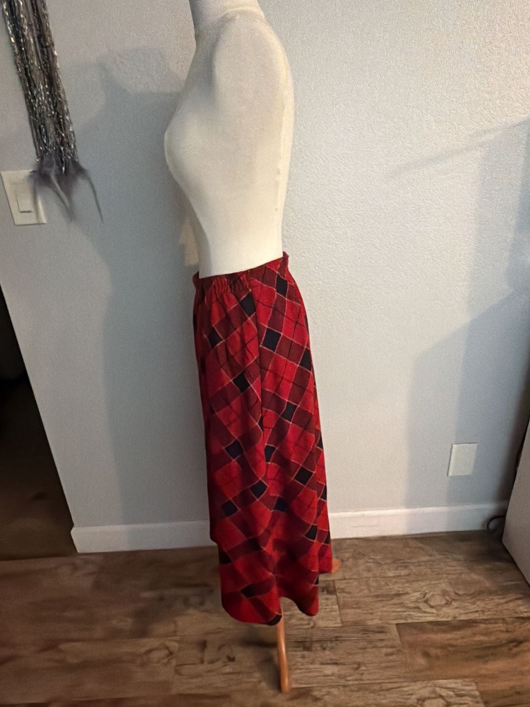 Cathy Daniels Maxi Skirt Red Plaid Tartan 3