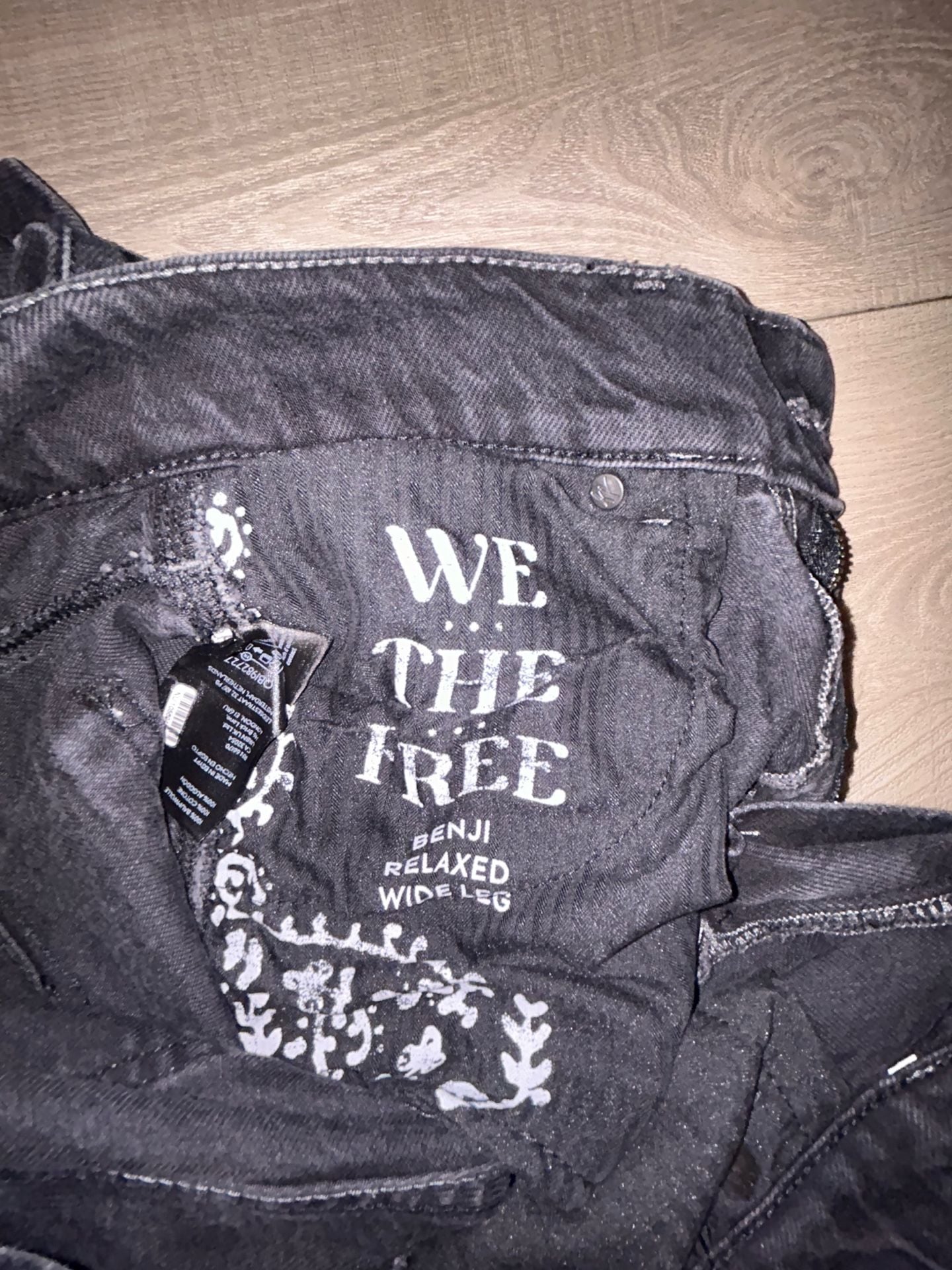We The Free Benji Relaxed Wide Leg Jeans Size 26 Black Denim 3