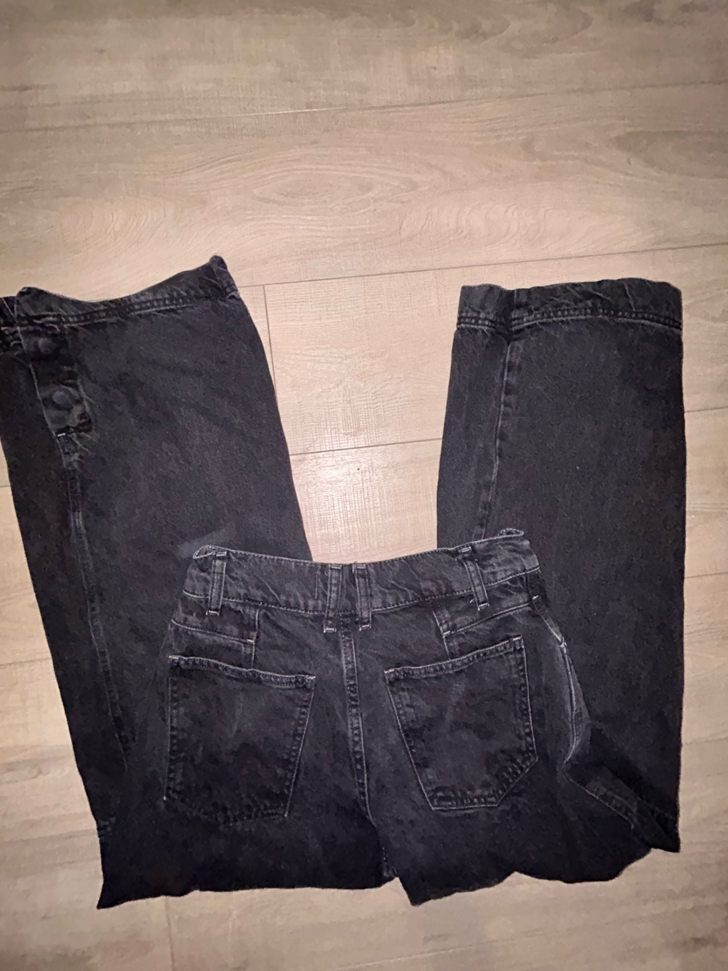 We The Free Benji Relaxed Wide Leg Jeans Size 26 Black Denim 2