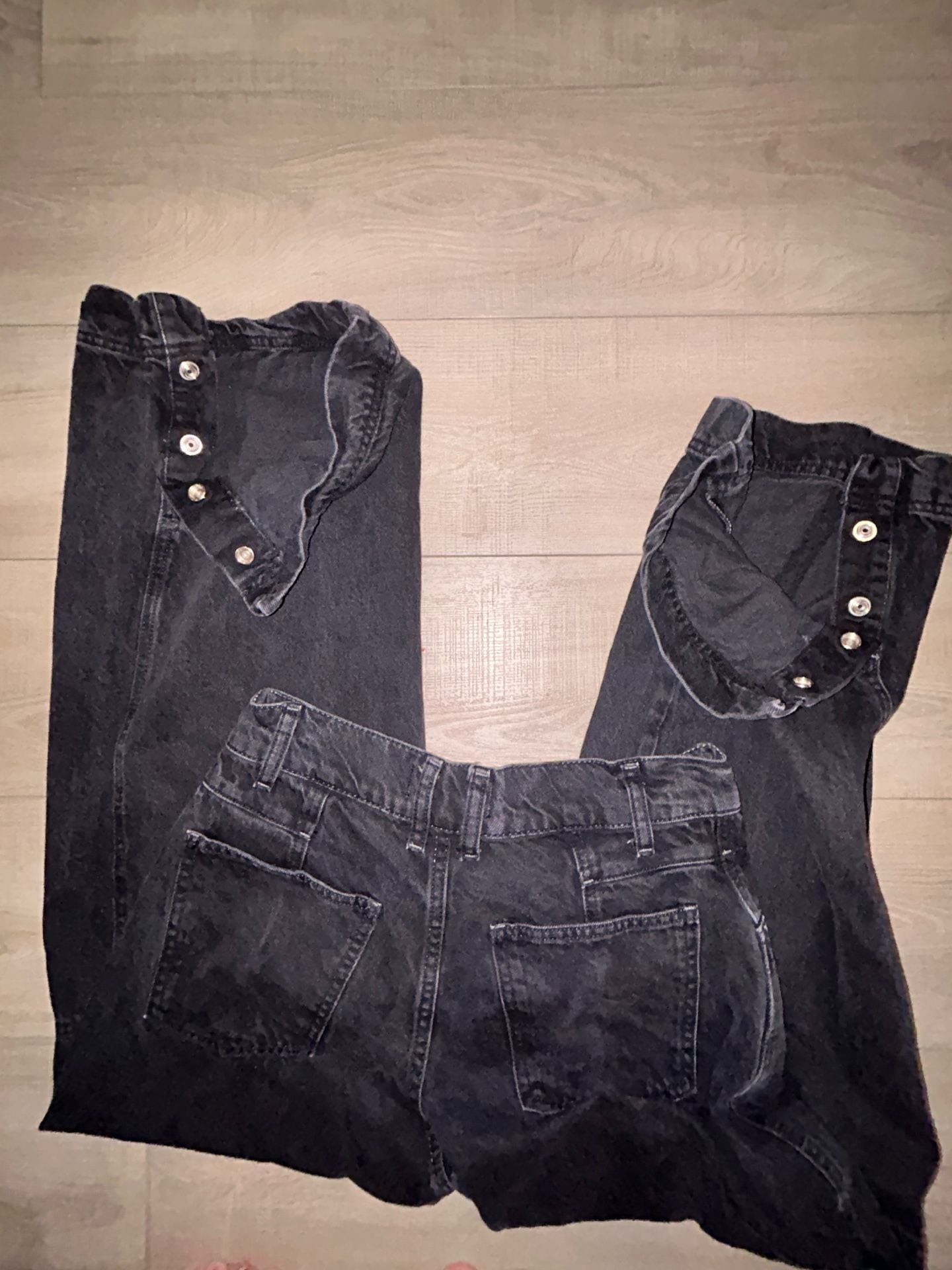 We The Free Benji Relaxed Wide Leg Jeans Size 26 Black Denim 4
