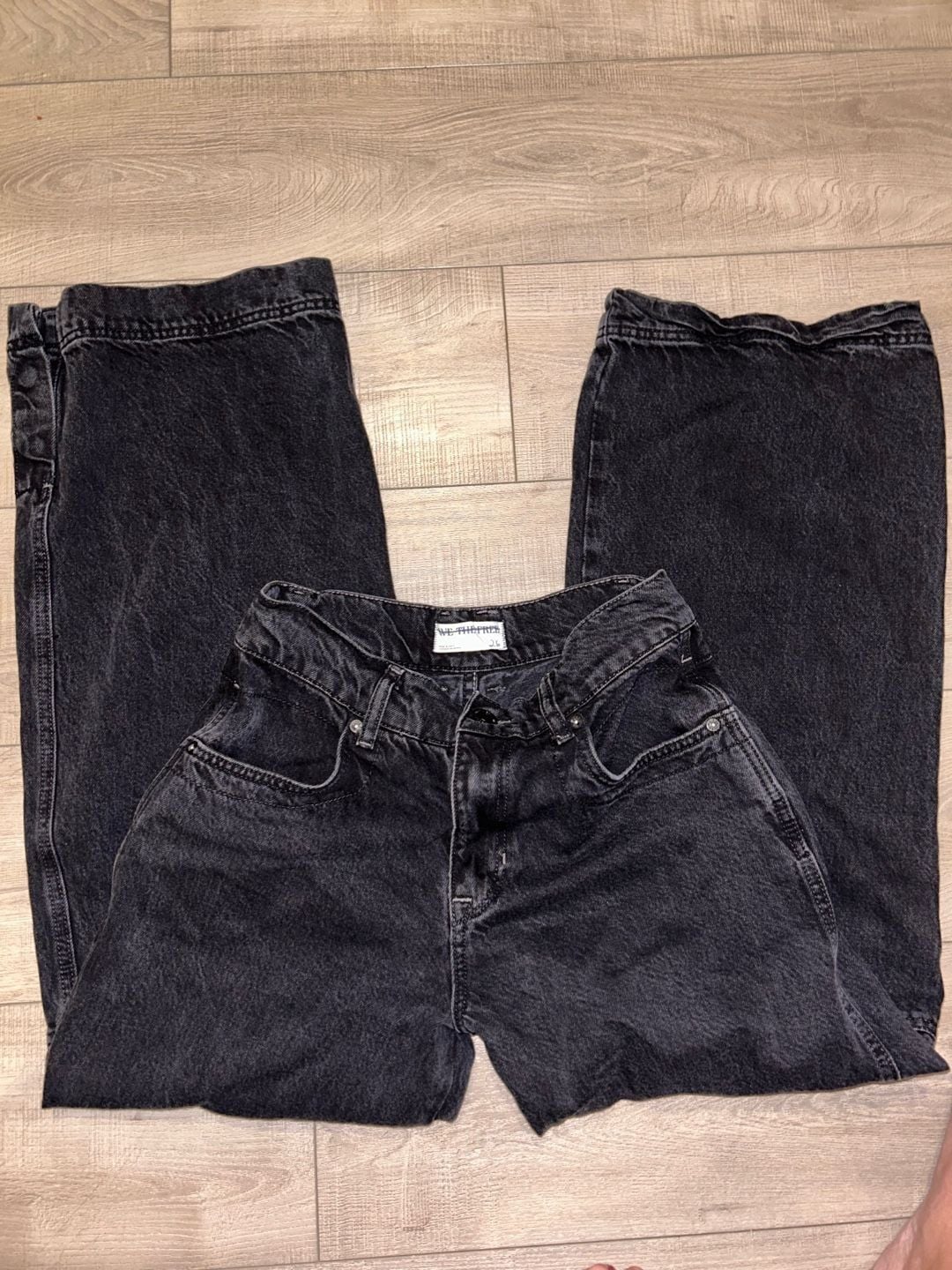 We The Free Benji Relaxed Wide Leg Jeans Size 26 Black Denim 1