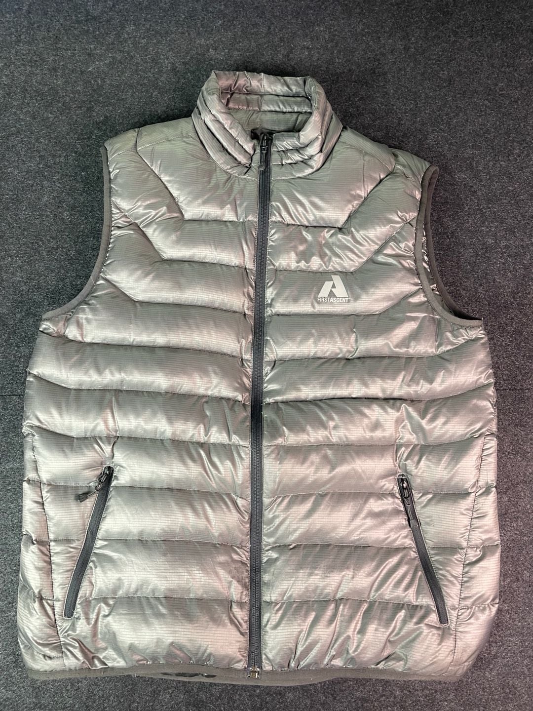 First Ascent Eddie Bauer Down Puffer Vest Size Large Grey Ripstop 2