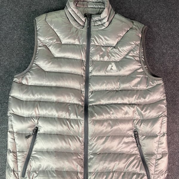 First Ascent Eddie Bauer Down Puffer Vest Size Large Grey Ripstop