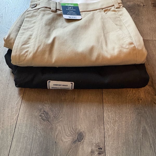 George Straight Stretch Pants Size 40x32 Lot of 2 Khaki and Black NWT