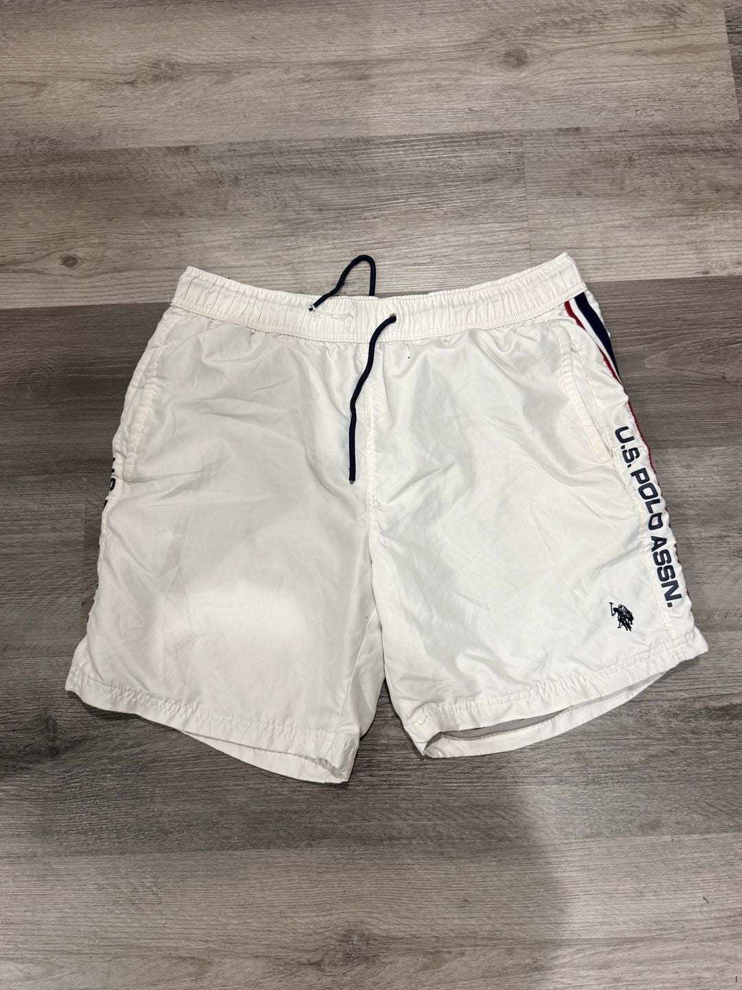 U.S. Polo Assn. Swim Trunks Size L White Logo Tape Swim Shorts 2