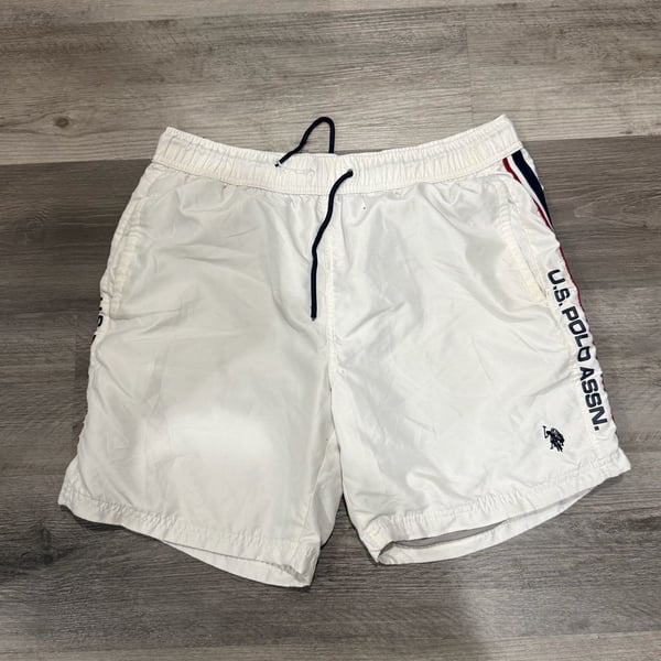 U.S. Polo Assn. Swim Trunks Size L White Logo Tape Swim Shorts