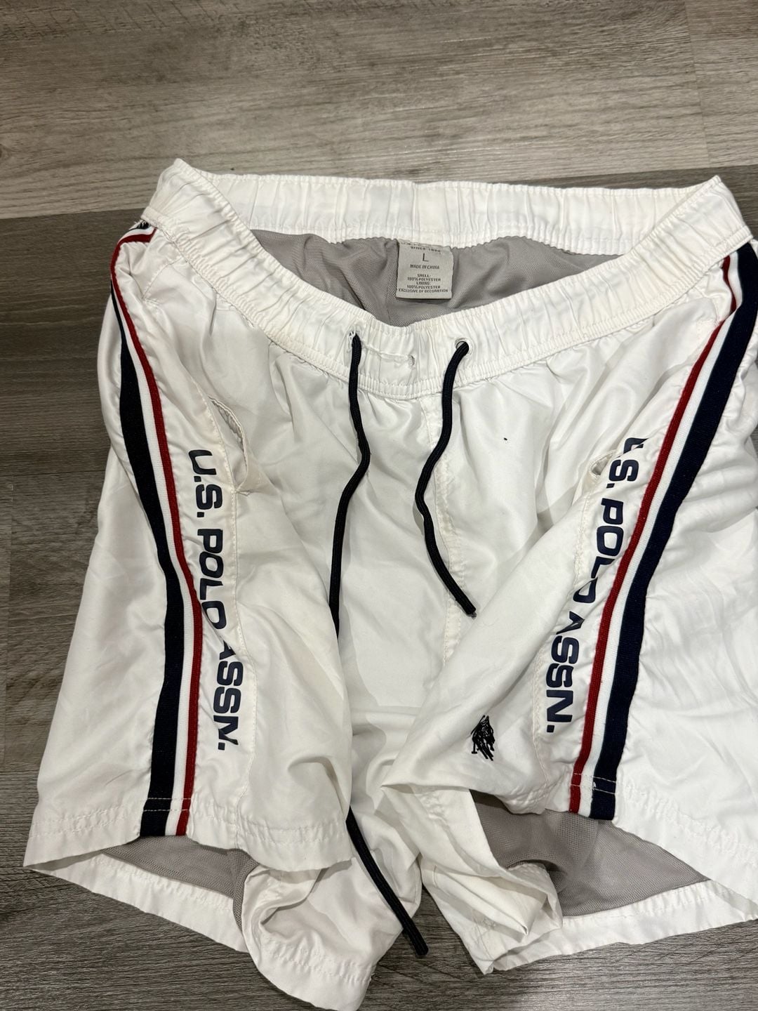 U.S. Polo Assn. Swim Trunks Size L White Logo Tape Swim Shorts 4