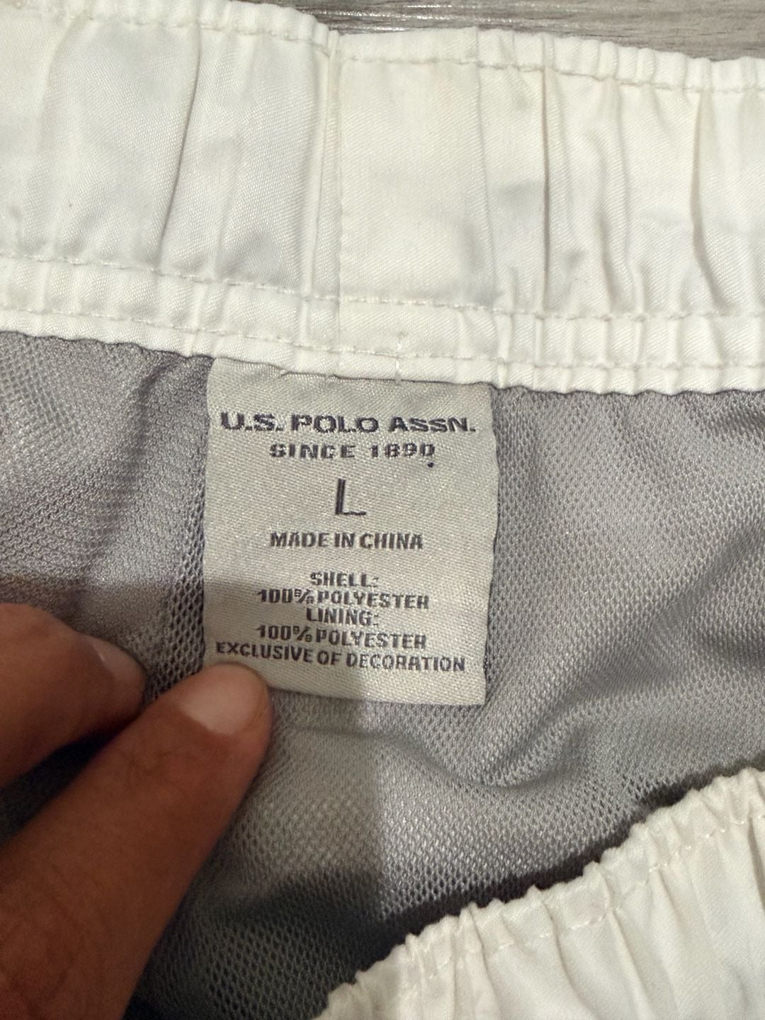 U.S. Polo Assn. Swim Trunks Size L White Logo Tape Swim Shorts 5