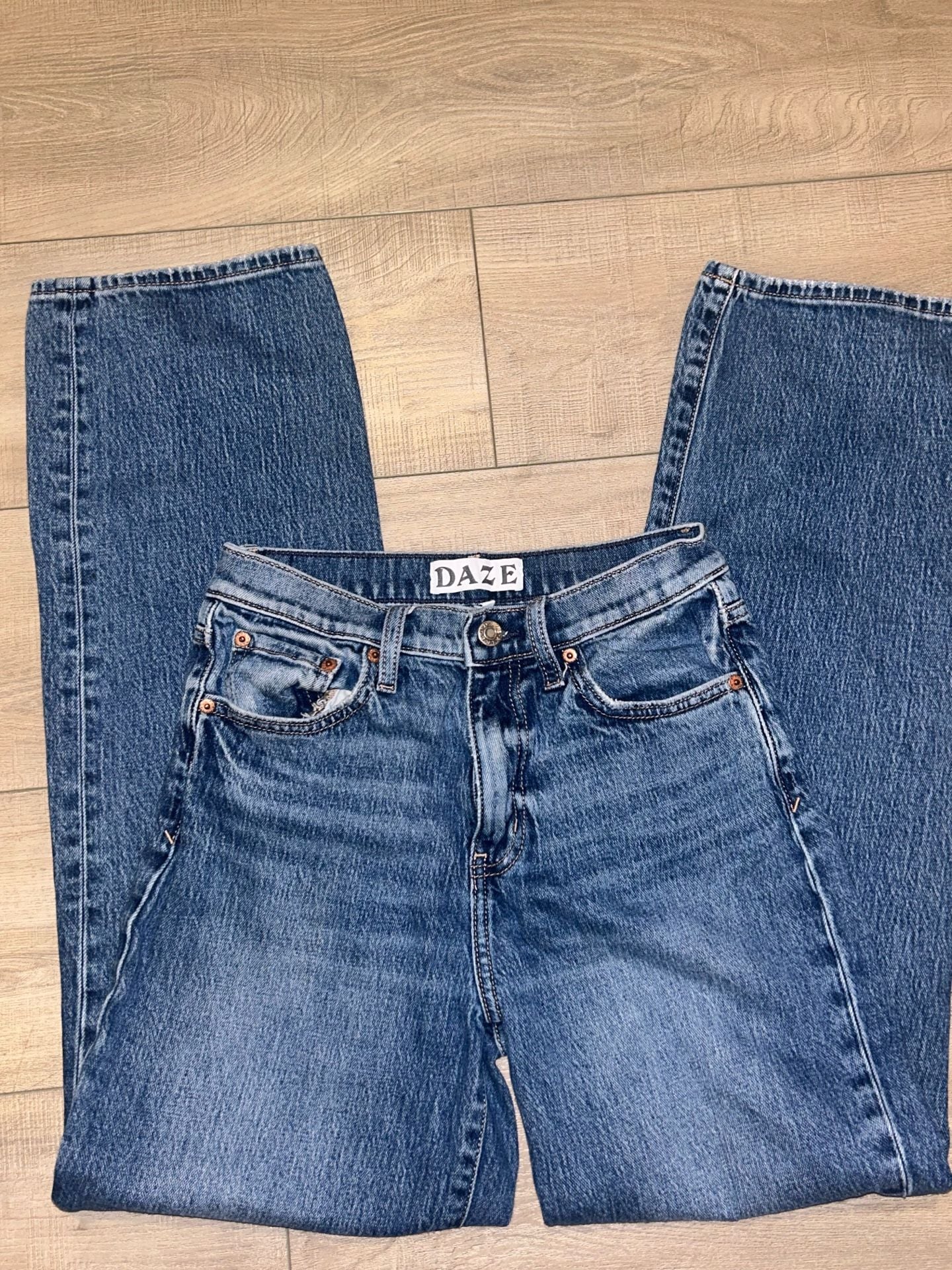 Daze Denim Tough Love Jeans Size 25 Blue Straight Leg 2