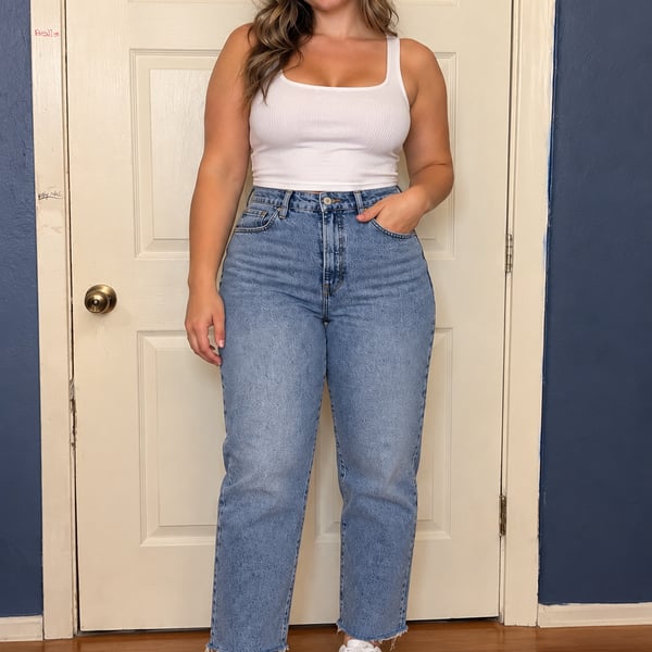 Good American Good Boy Crop Straight Jeans Size 12/31 Blue