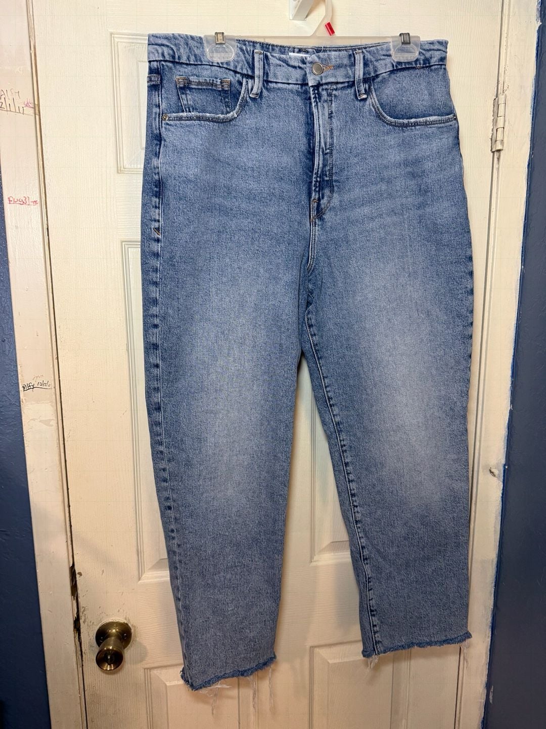 Good American Good Boy Crop Straight Jeans Size 12/31 Blue 3