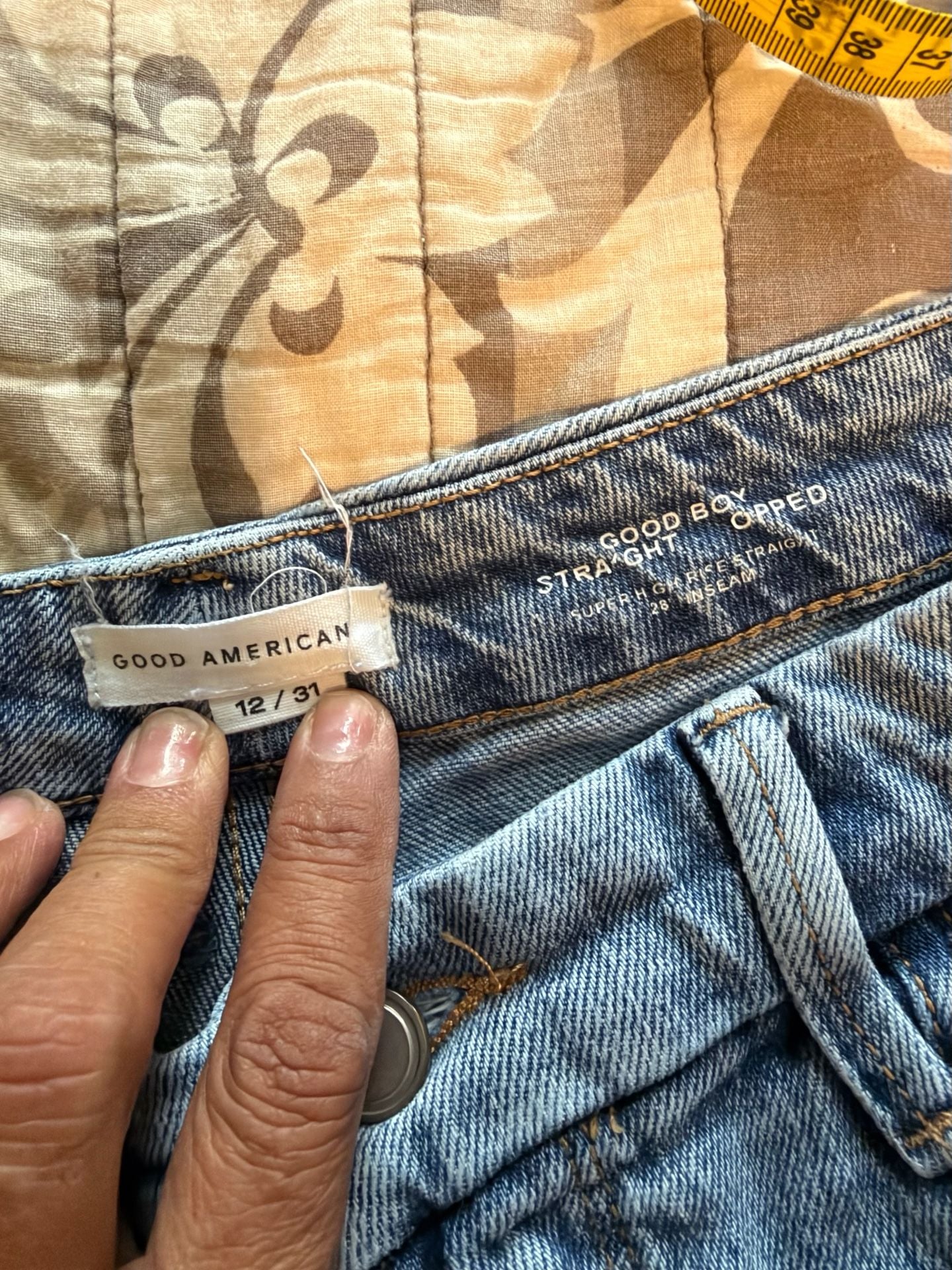 Good American Good Boy Crop Straight Jeans Size 12/31 Blue 5