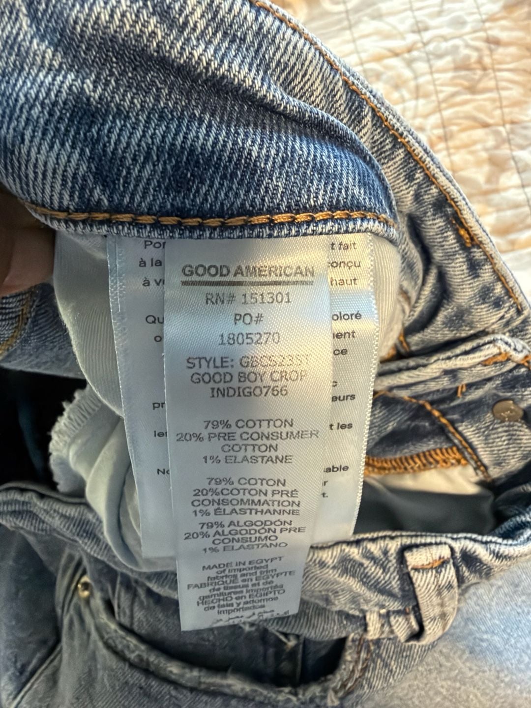 Good American Good Boy Crop Straight Jeans Size 12/31 Blue 6