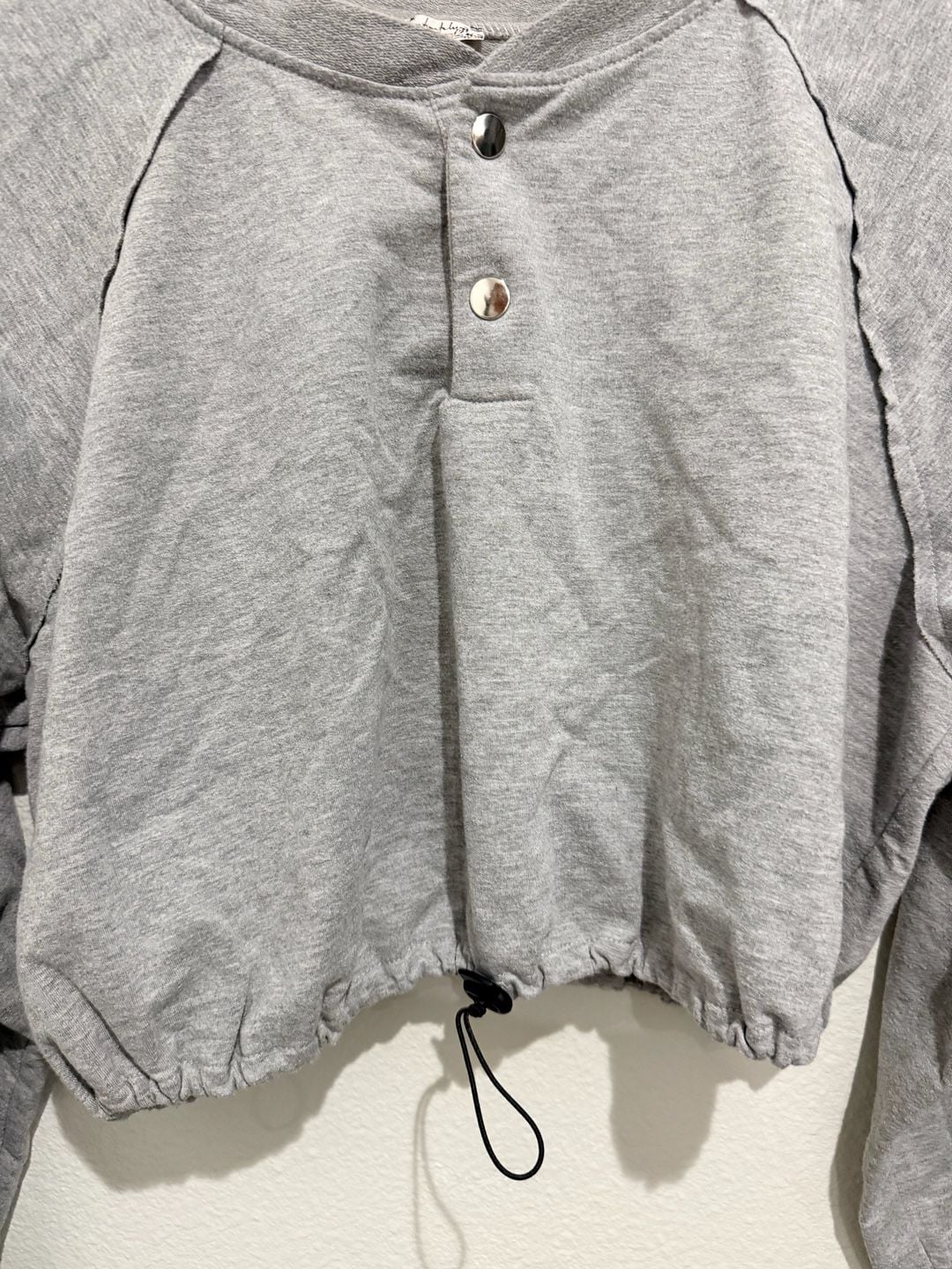 Intimately Free People Henley Sweatshirt Size M Gray Crop Top 3
