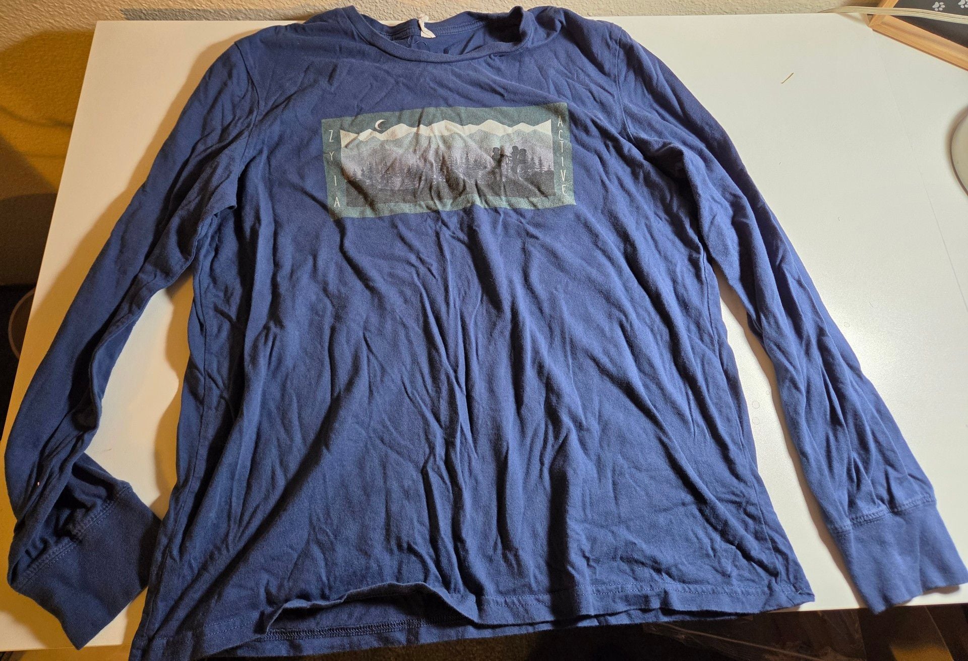 Zyia Active Mountain Graphic Long Sleeve Shirt Blue Size L 2