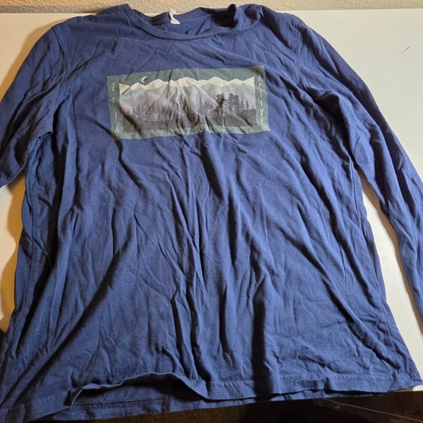 Zyia Active Mountain Graphic Long Sleeve Shirt Blue Size L