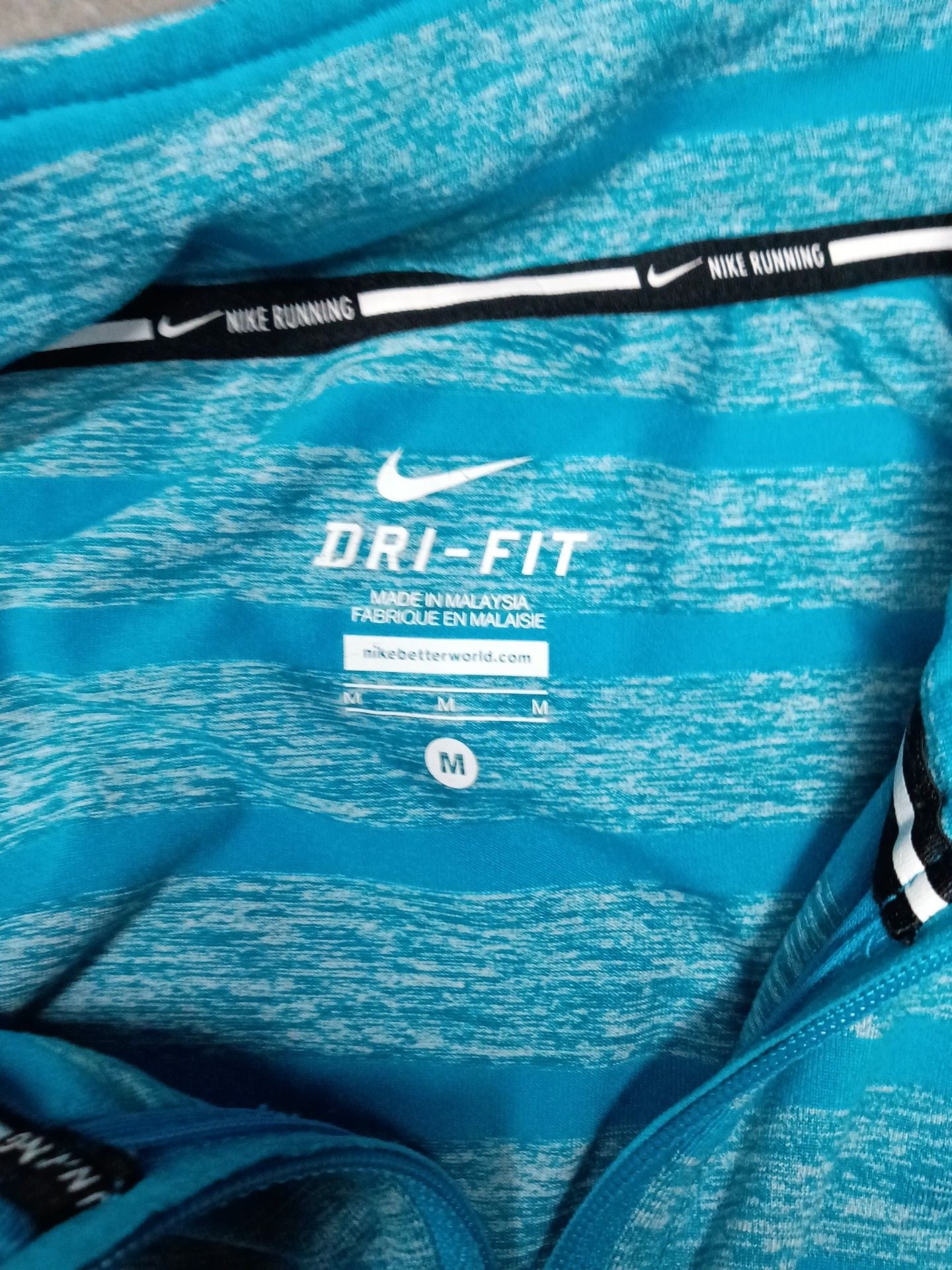Nike Dri-Fit Running 1/4 Zip Pullover Size M Blue Striped Long Sleeve 2