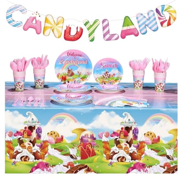 Candyland Tableware Party Set for 24 Guests 171 Pcs
