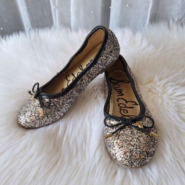 Sam Edelman Elicia Ballet Flats Silver Glitter Kids Size 2