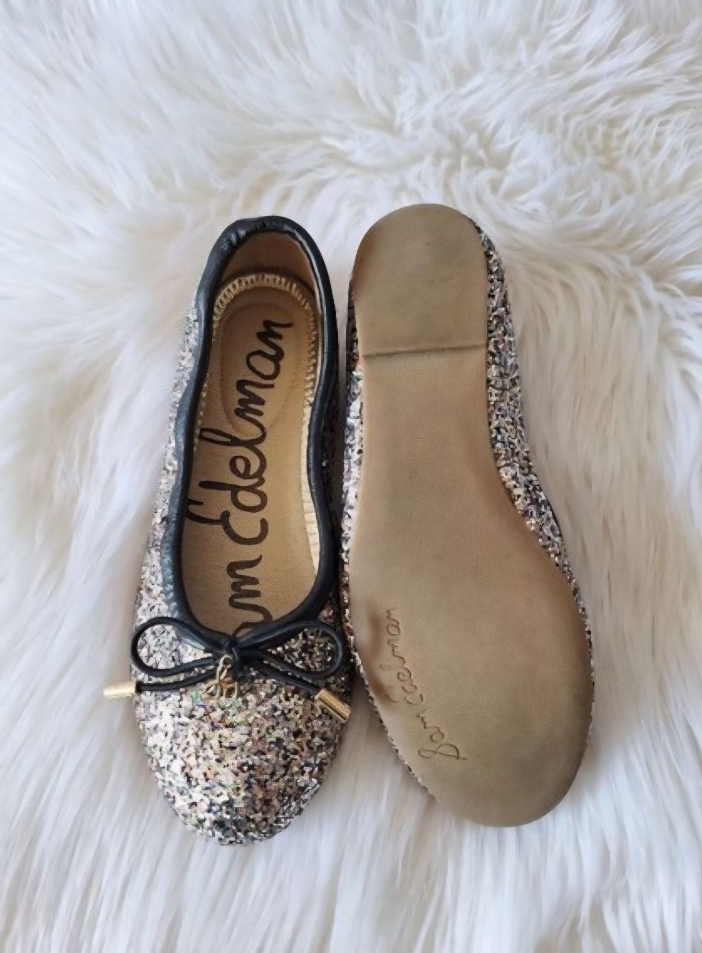 Sam Edelman Elicia Ballet Flats Silver Glitter Kids Size 2 7