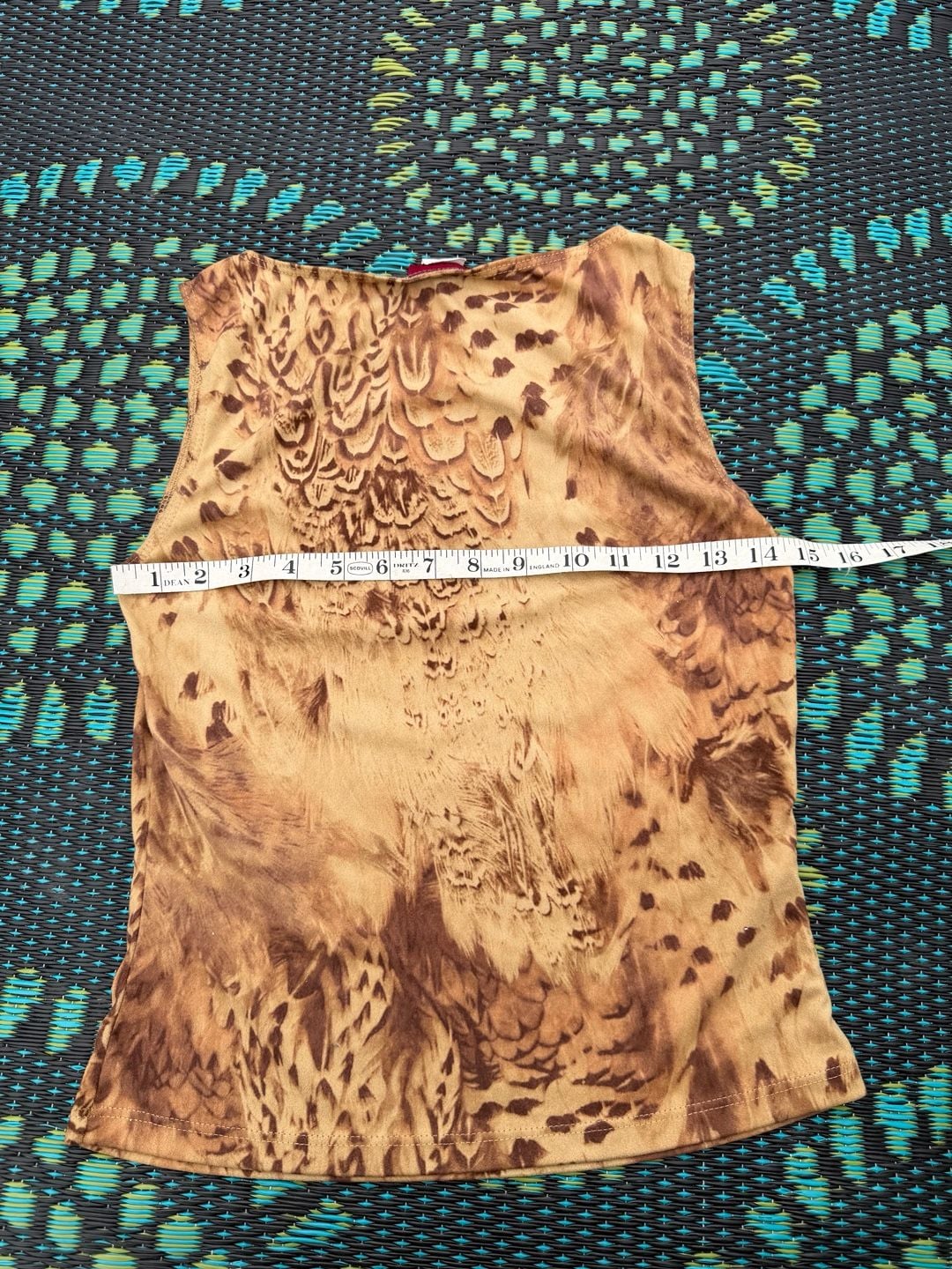 Together USA Tank Top Size M/M Brown Animal Feather Print Sleeveless Y2K 4