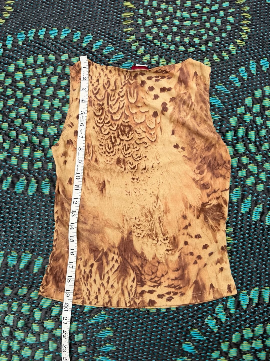 Together USA Tank Top Size M/M Brown Animal Feather Print Sleeveless Y2K 5