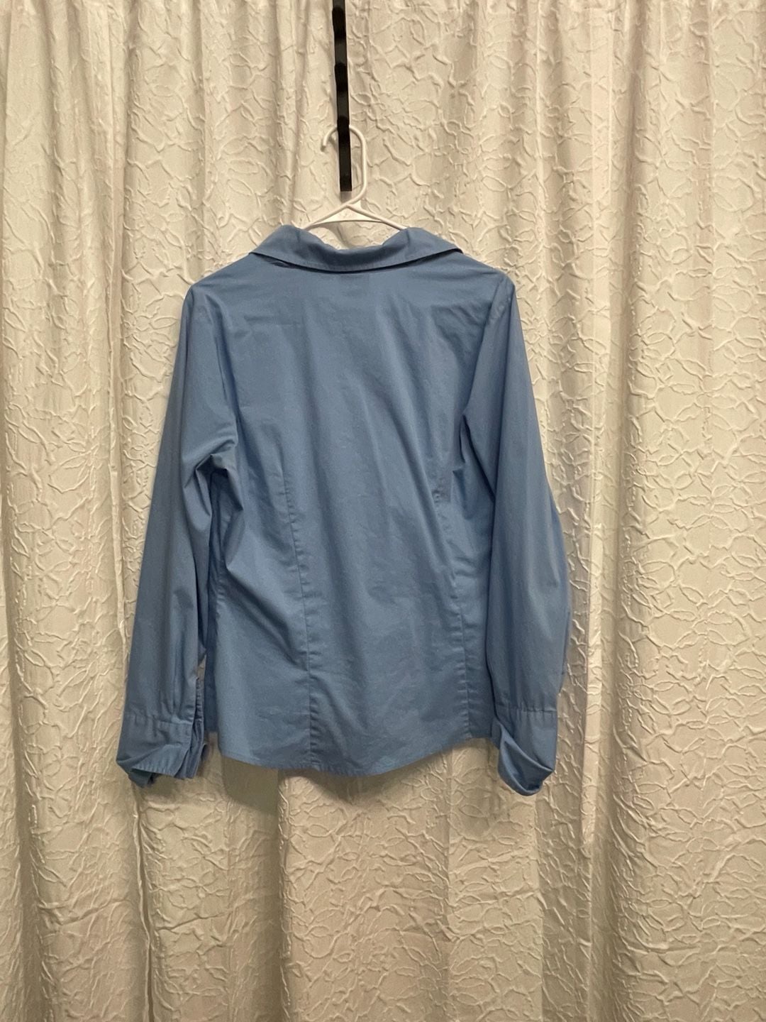 Worthington Stretch Button Up Shirt Size 14 Blue Long Sleeve Collared Top 4