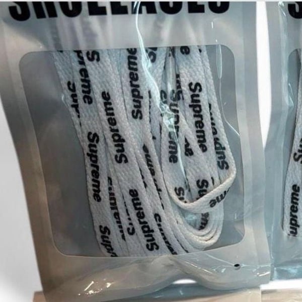 Supreme Shoelaces White Logo Print Flat Replacement Shoe Laces New