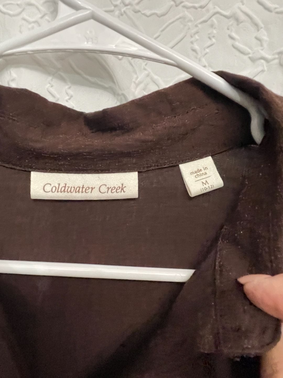 Coldwater Creek Button Down Shirt Size M 10-12 Brown Long Sleeve Fitted 3