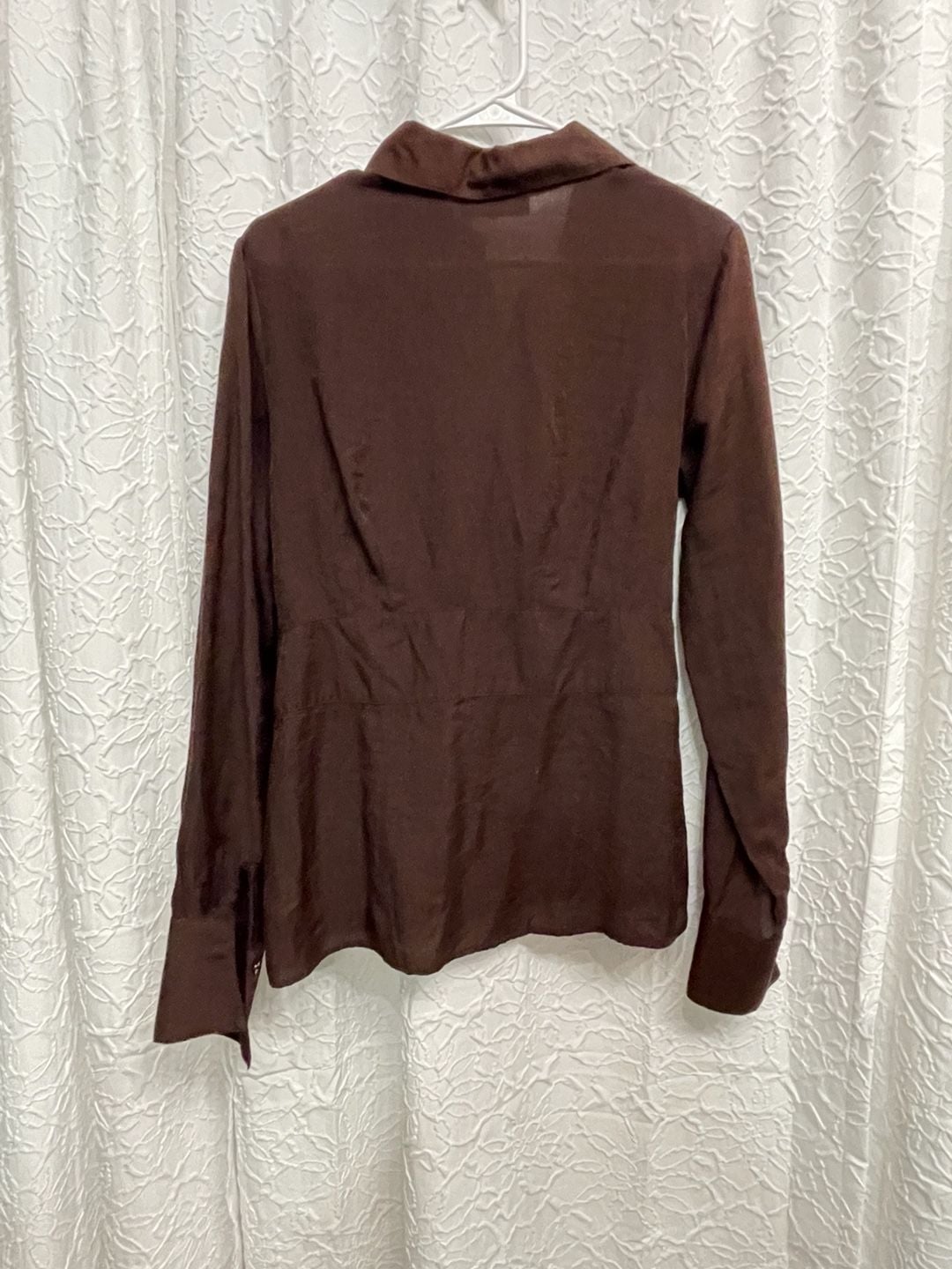 Coldwater Creek Button Down Shirt Size M 10-12 Brown Long Sleeve Fitted 4
