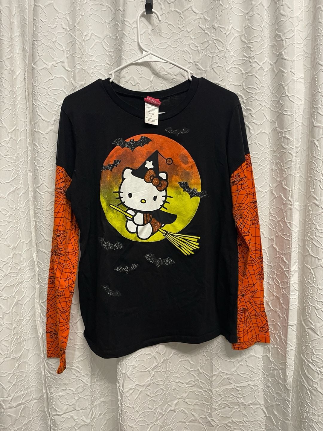 Hello Kitty Witch Halloween Long Sleeve Shirt Size XXG (19) Black Orange 2