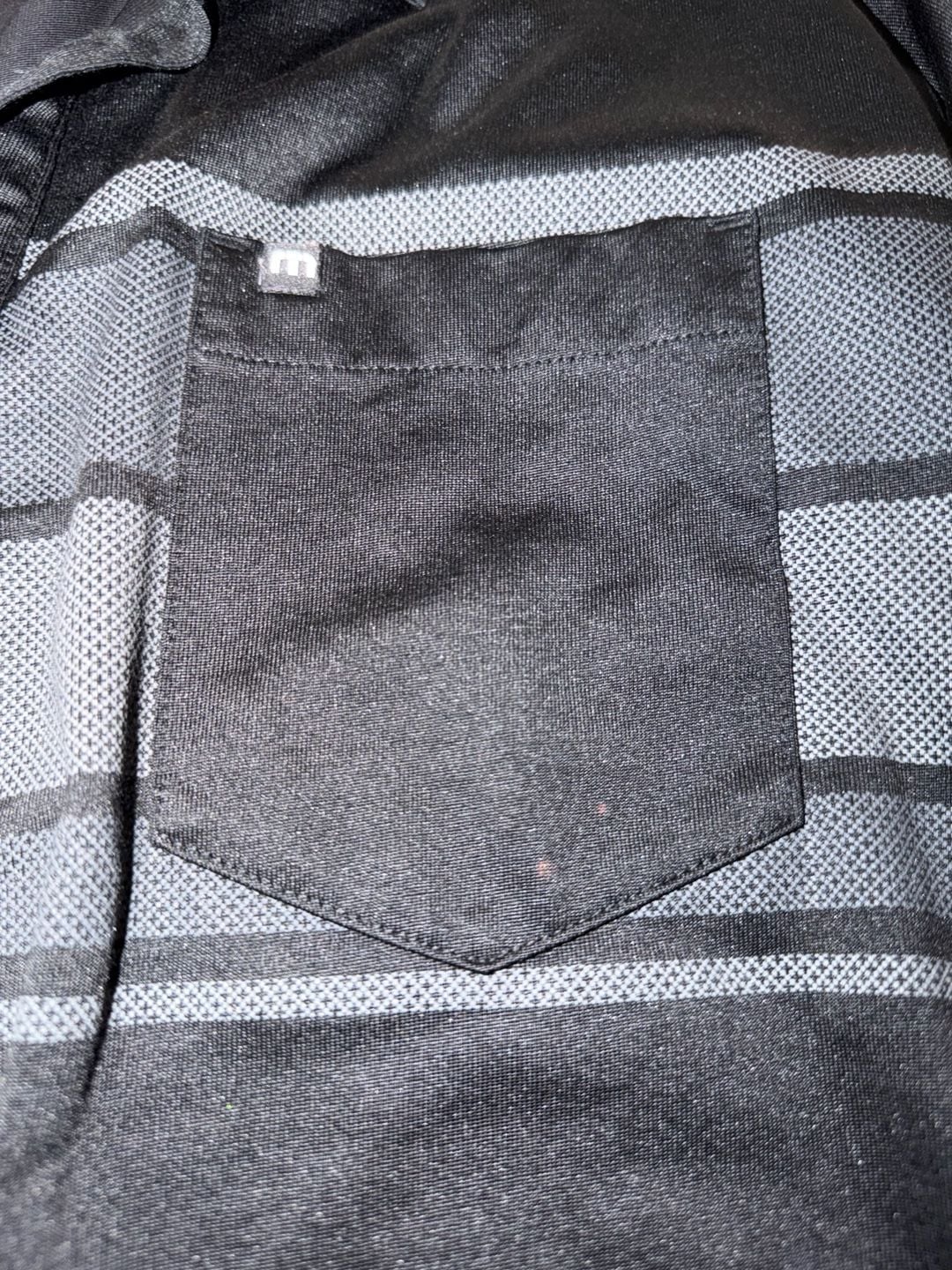 TravisMathew Polo Shirt Size L Black Striped Pocket Golf 5