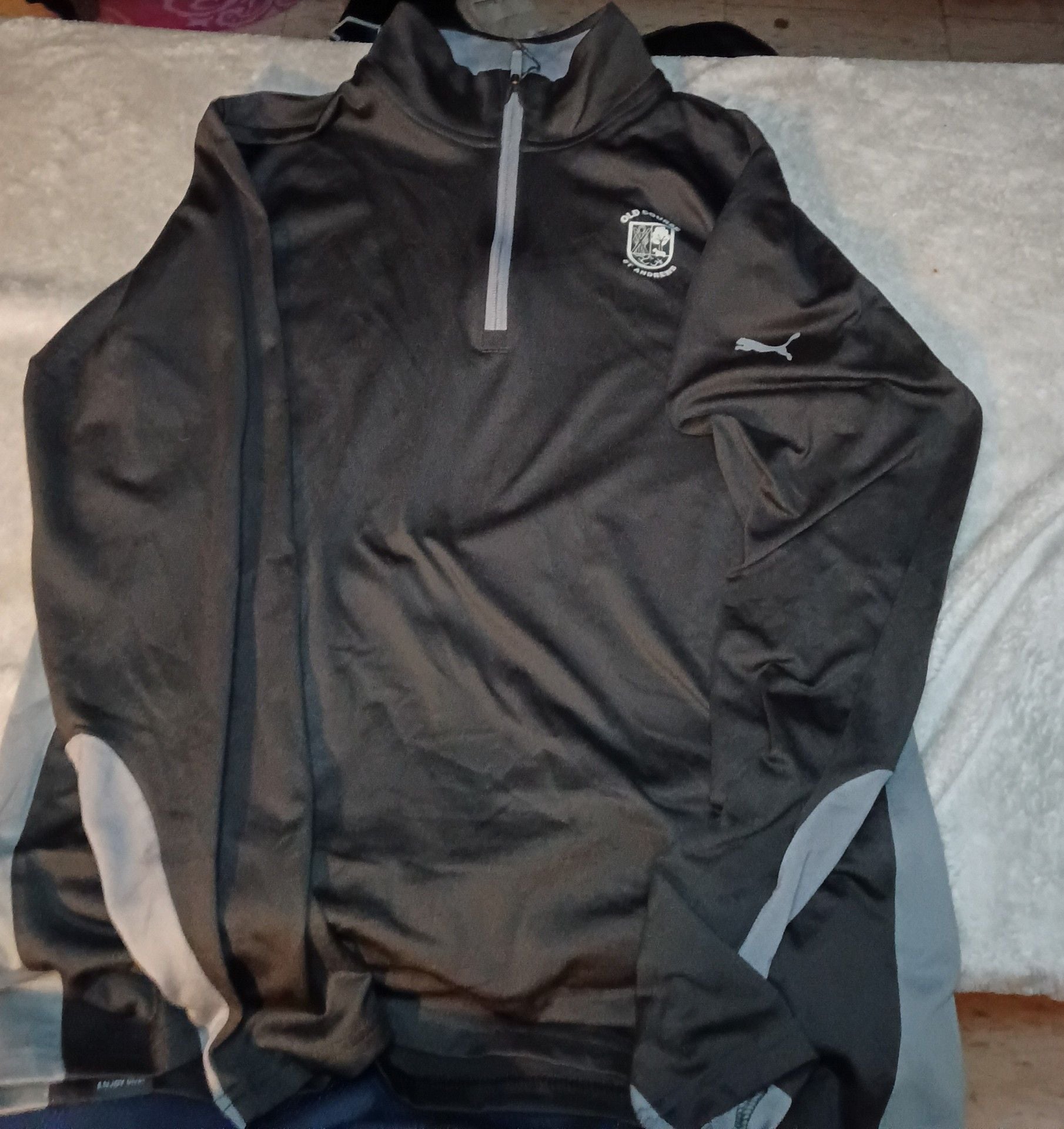 Puma 1/4 Zip Pullover Size S Black Old Course St Andrews Golf Jacket 1
