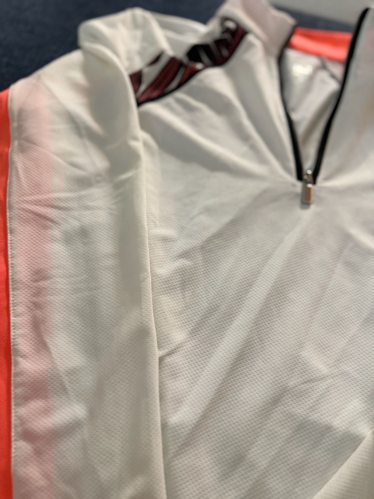 TAILActivewear 1/4 Zip Long Sleeve Mock Neck Top White Tangerine 5
