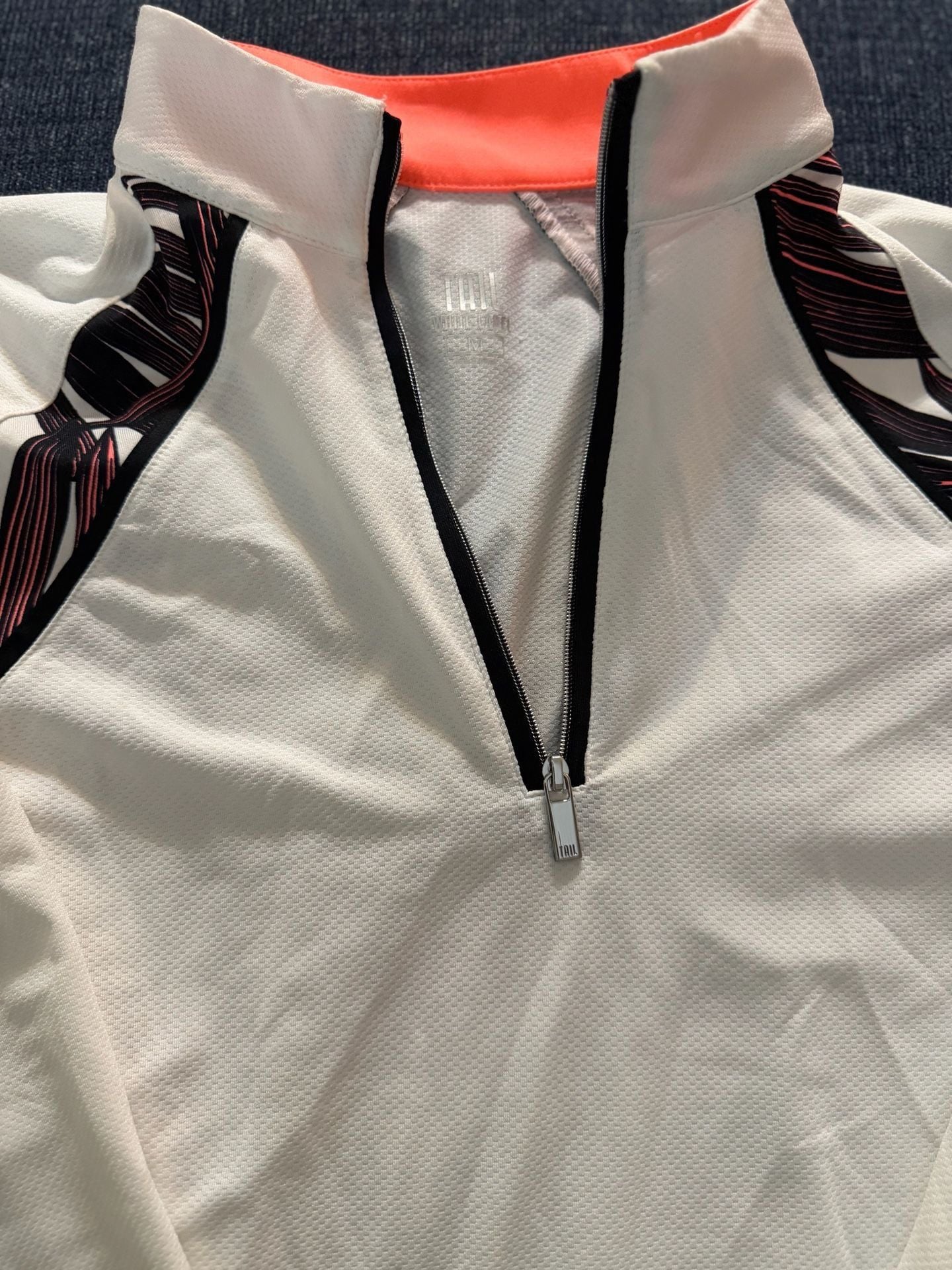 TAILActivewear 1/4 Zip Long Sleeve Mock Neck Top White Tangerine 3