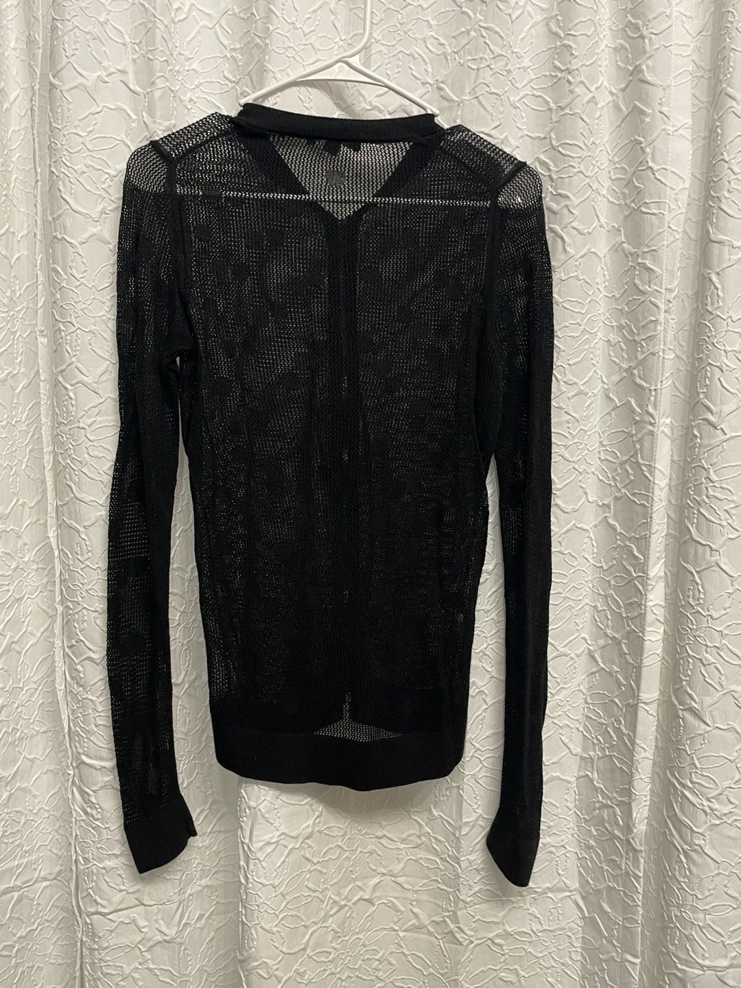 Ann Taylor Mesh Knit Full Zip Cardigan Size M Black 4