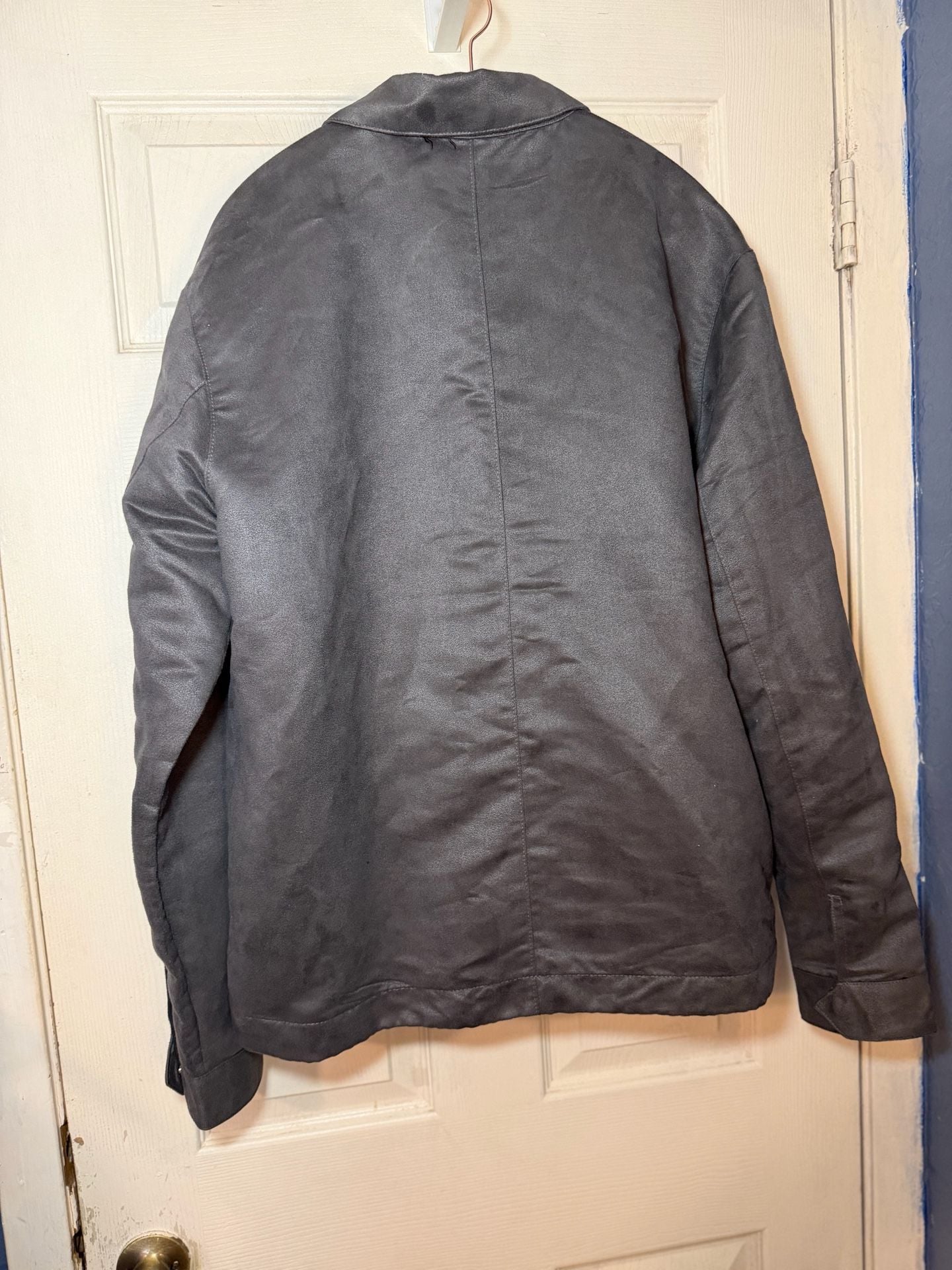 Tricots St Raphael Faux Suede Jacket Size M Gray Snap Front 5