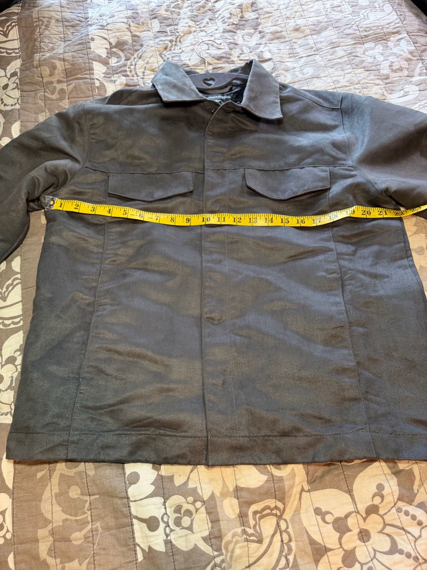Tricots St Raphael Faux Suede Jacket Size M Gray Snap Front 6