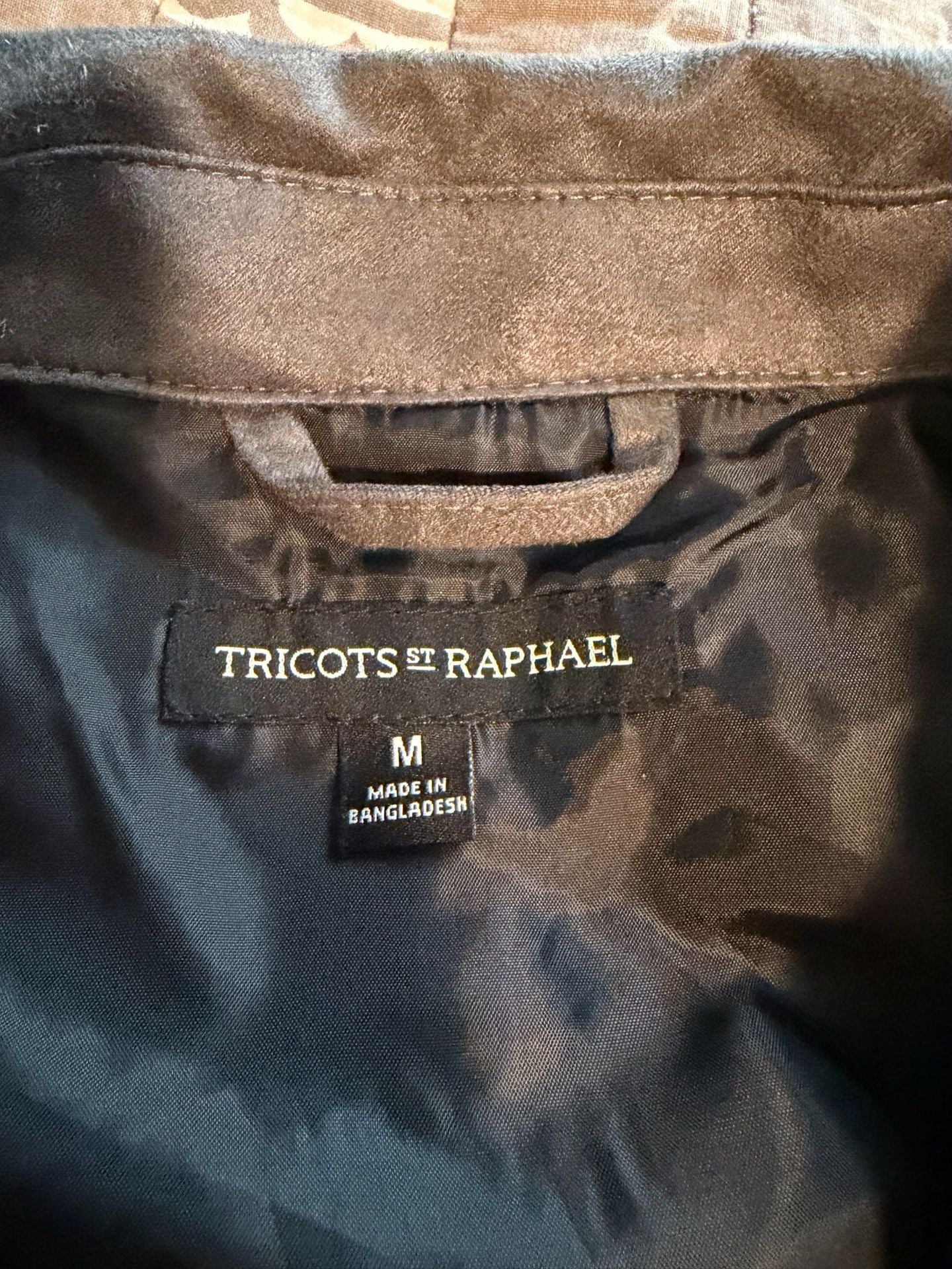 Tricots St Raphael Faux Suede Jacket Size M Gray Snap Front 9