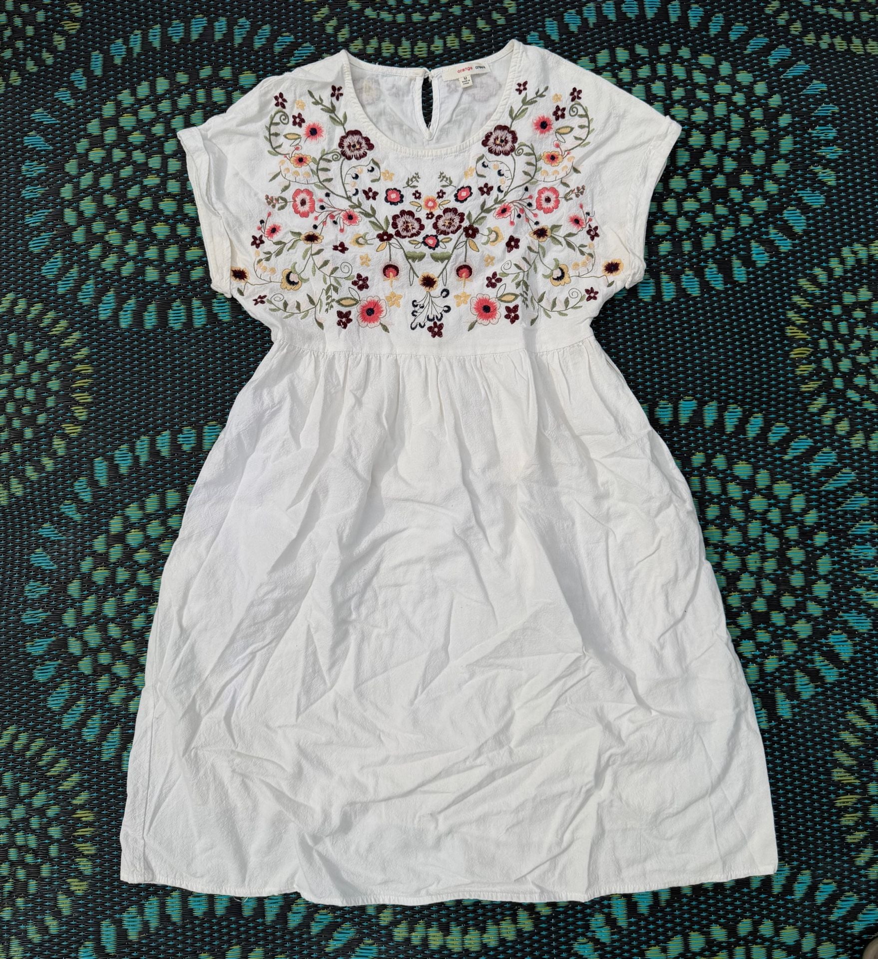 Orange Creek Dress Size M White Floral Embroidered Mini Boho 2