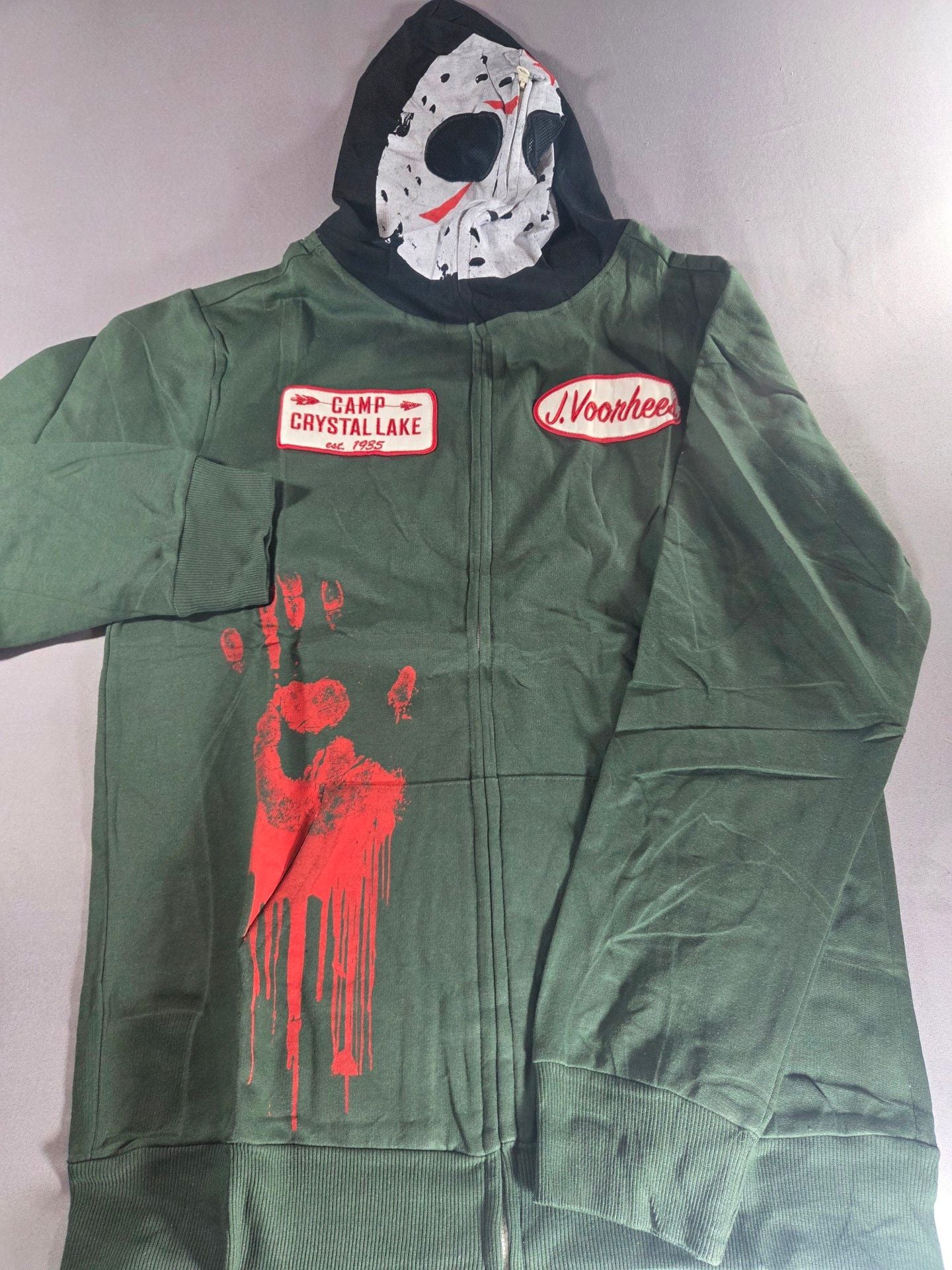 Friday The 13th Jason Full Zip Hoodie Size Medium Green 2