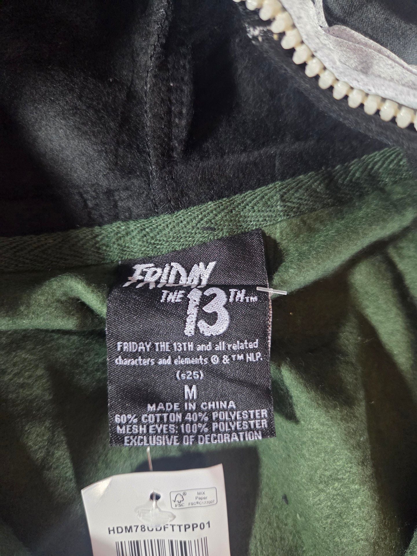 Friday The 13th Jason Full Zip Hoodie Size Medium Green 8