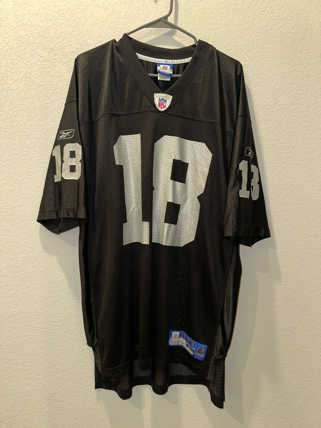 VTG Oakland Raiders Jersey Men's L NFL Football Randy Moss #18 Reebok On Field 2